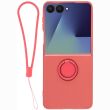 Силиконовый (TPU) чехол с кольцом Deexe Color Shell (FF) для Samsung Galaxy Flip 8 - Red (423529R)