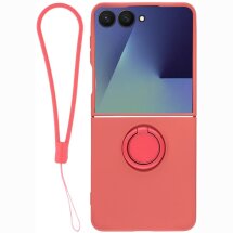 Силиконовый (TPU) чехол с кольцом Deexe Color Shell (FF) для Samsung Galaxy Flip 8 - Red: фото 1 из 5