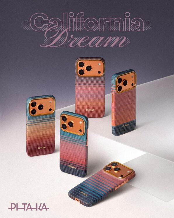 Ультратонкий чохол Pitaka Edge Case California Dream для iPhone 17 Pro (SCD1701P) - Cyan / Orange: фото 6 з 11