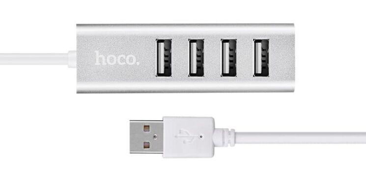 USB HUB Hoco HB1 USB to 4USB 2.0 (1m) - Silver: фото 3 з 8