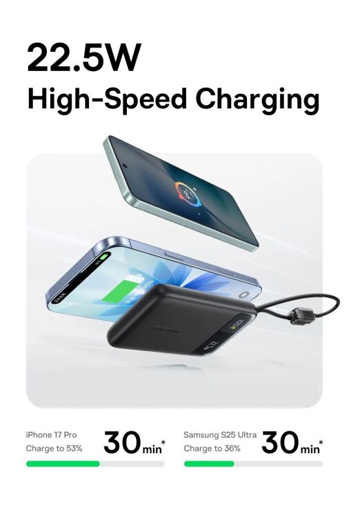 Внешний аккумулятор Baseus EnerFill FC11 22.5W + кабель Type-C (10000mAh) E0027R - Black (995804B) Внешний аккумулятор Baseus EnerFill FC11 22.5W + кабель Type-C (10000mAh) E0027R - Black: фото 7 из 21