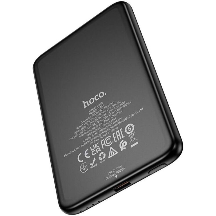 Зовнішній акумулятор Hoco J140A PD20W + QC3.0 (5000mAh) - Black (995583B) Зовнішній акумулятор Hoco J140A PD20W + QC3.0 (5000mAh) - Black: фото 2 з 6