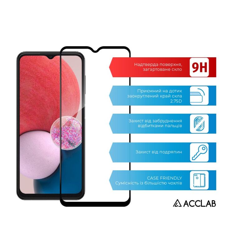 Защитное стекло ACCLAB Full Glue для Samsung Galaxy A13 (А135) - Black: фото 6 из 7