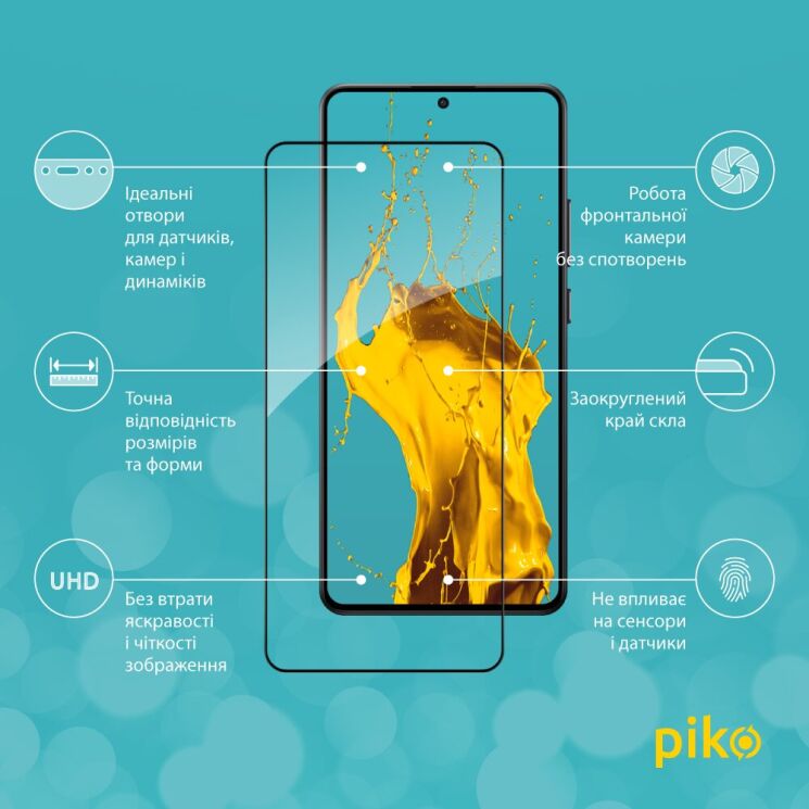 Защитное стекло Piko Full Glue для Xiaomi Poco X7 Pro - Black: фото 3 из 5