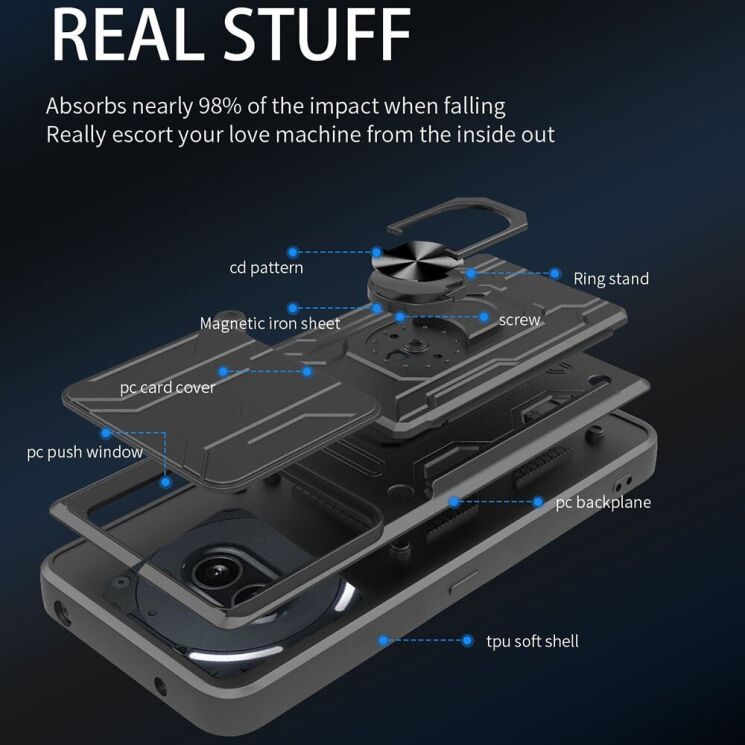 Защитный чехол Deexe Armor Slider для Nothing Phone (2a) - Black: фото 8 из 8
