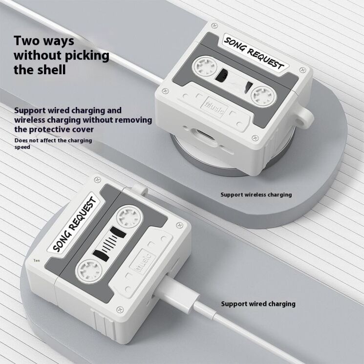 Защитный чехол Deexe Cassette Design для Apple AirPods 4 - Orange: фото 4 из 9