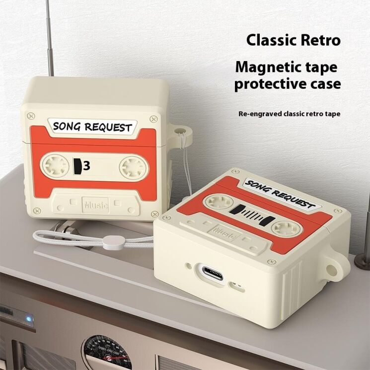 Защитный чехол Deexe Cassette Design для Apple AirPods 4 - Orange: фото 2 из 9