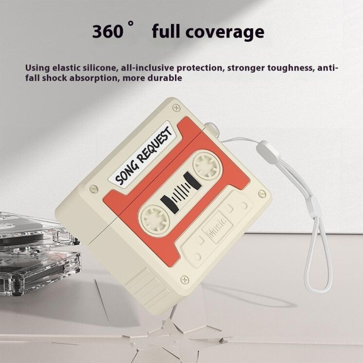 Защитный чехол Deexe Cassette Design для Apple AirPods 4 - Orange: фото 3 из 9