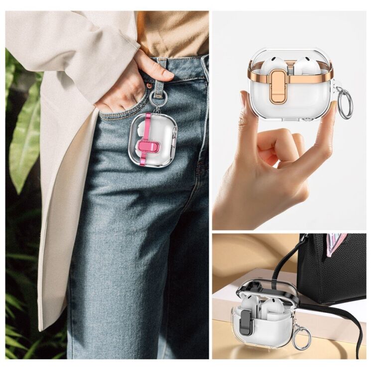 Защитный чехол Deexe Clear Luxe для Samsung Galaxy Buds 3 / Buds 3 Pro - Rose Gold: фото 5 из 8