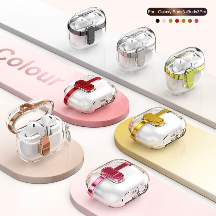 Защитный чехол Deexe Clear Luxe для Samsung Galaxy Buds 3 / Buds 3 Pro - Rose Gold: фото 8 из 8