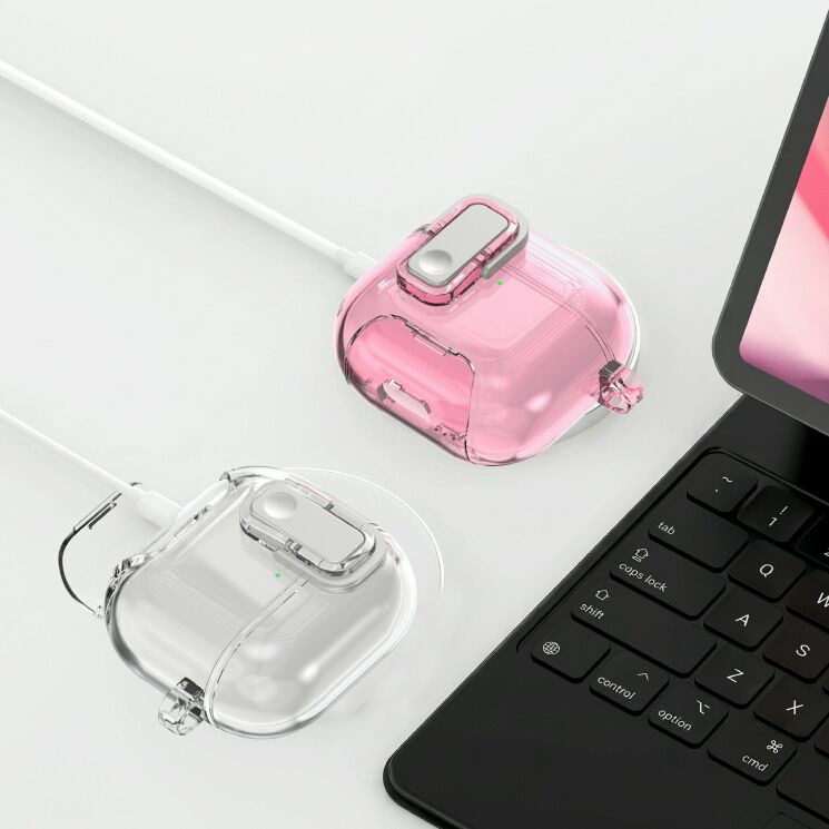 Захисний чохол Deexe Clear Stand для AirPods 5 / 4 - Transparent Pink: фото 7 з 8