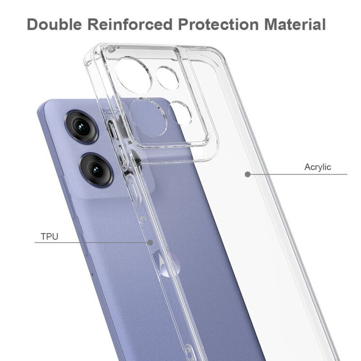 Защитный чехол Deexe Crystal Hybrid для Motorola Edge 50 Neo - Transparent: фото 7 из 7