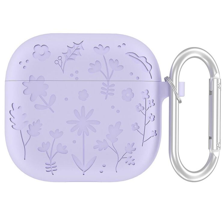 Защитный чехол Deexe Flower Pattern для Apple AirPods 4 - Light Purple: фото 1 из 8