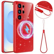 Защитный чехол Deexe Glitter Case with MagSafe для Samsung Galaxy S26 Ultra (S948) - Red: фото 1 из 7