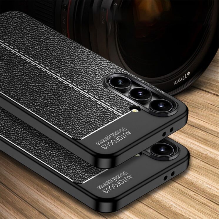 Защитный чехол Deexe Leather Cover для Samsung Galaxy S24 FE (S721) - Black: фото 8 из 9