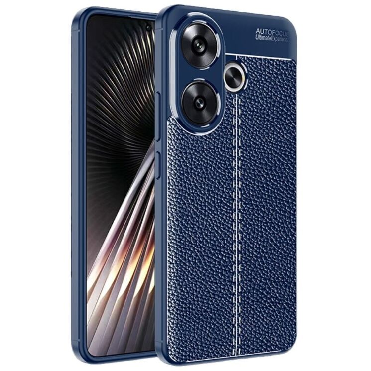 Защитный чехол Deexe Leather Cover для Xiaomi Poco F6 - Blue: фото 1 из 7