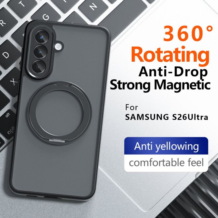 Защитный чехол Deexe Matte Skin Kickstand with MagSafe для Samsung Galaxy S26 (S942) - Black: фото 5 из 13