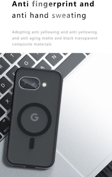 Захисний чохол Deexe Matte Skin with MagSafe для Google Pixel 9a - Black: фото 11 з 12
