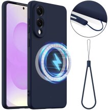 Защитный чехол Deexe Silicone Case with MagSafe для Samsung Galaxy S25 Edge (S937) - Dark Blue: фото 1 из 9