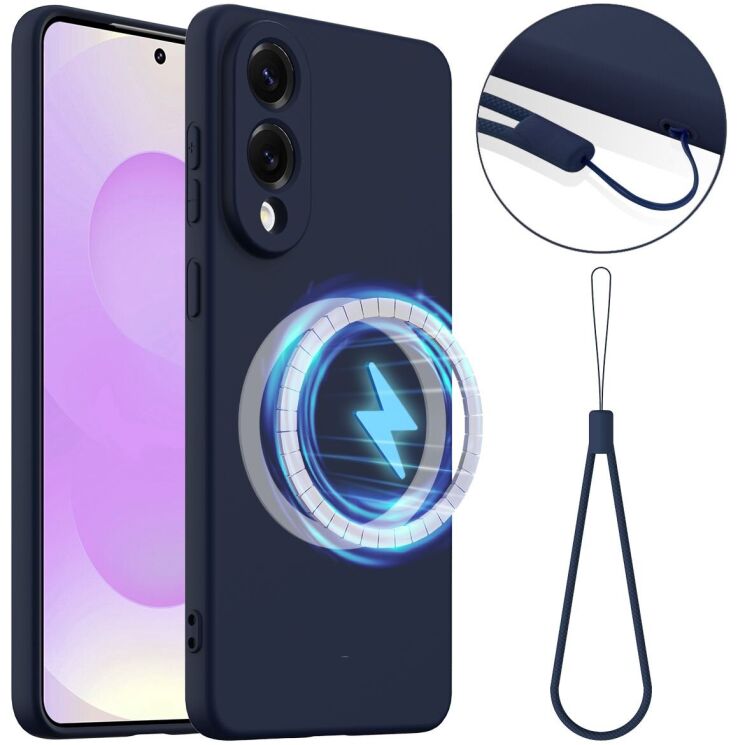 Защитный чехол Deexe Silicone Case with MagSafe для Samsung Galaxy S25 Edge (S937) - Dark Blue: фото 1 из 9