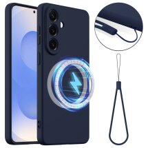 Защитный чехол Deexe Silicone Case with MagSafe для Samsung Galaxy S26 Plus - Dark Blue: фото 1 из 9