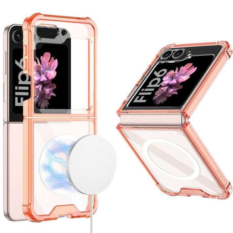 Защитный чехол GKK AirBag Magnetic для Samsung Galaxy Flip 6 - Transparent Orange: фото 1 из 8