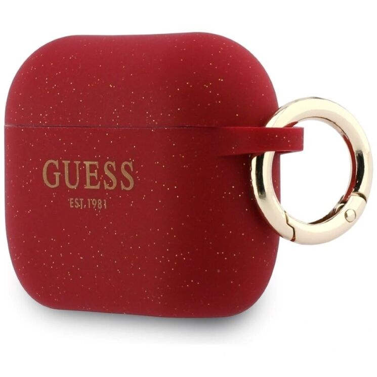 Защитный чехол Guess Silicone Glitter Ring для AirPods Pro 3 (GUAP3SGGEF) - Fuchsia: фото 3 из 4