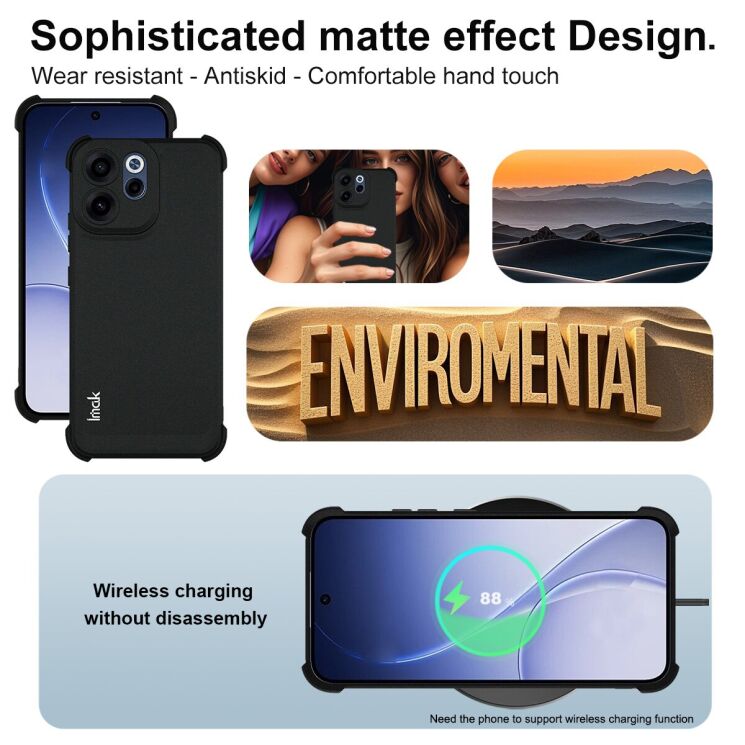 Защитный чехол IMAK Airbag Sand Case для OPPO Reno 15 F/FS - Matte Black: фото 5 из 6