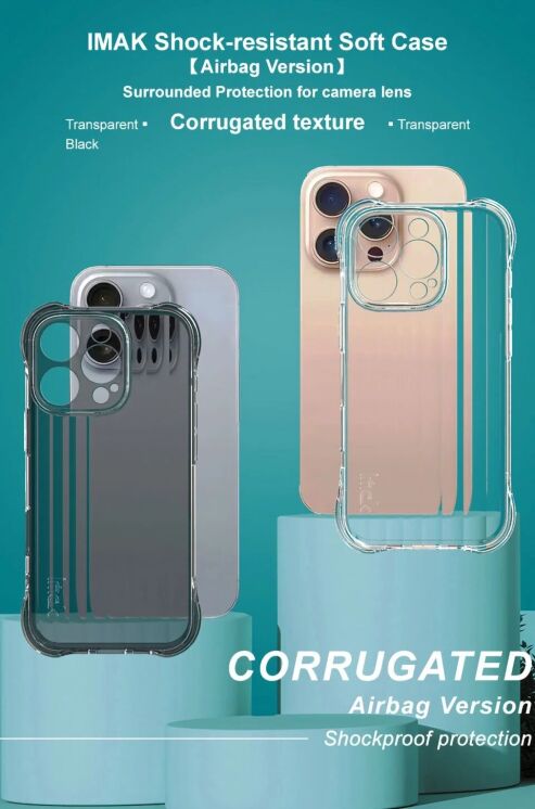 Защитный чехол IMAK Corrugated Airbag для Apple iPhone 16 Pro Max - Transparent: фото 4 из 8