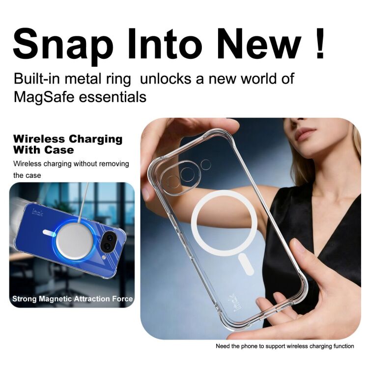 Защитный чехол IMAK Space Shield MagSafe для Google Pixel 10a - Transparent: фото 6 из 10