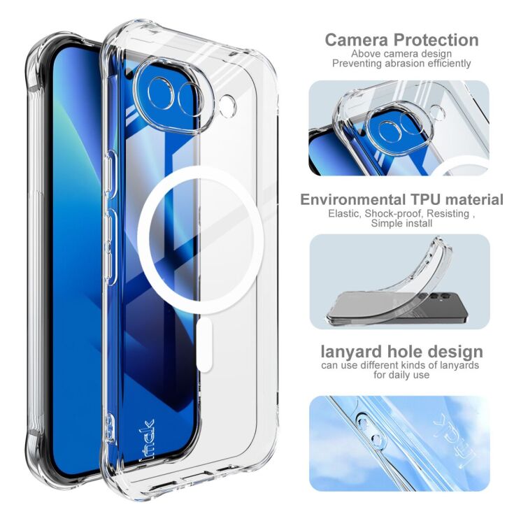 Защитный чехол IMAK Space Shield MagSafe для Google Pixel 10a - Transparent: фото 8 из 10