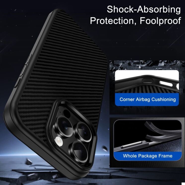 Захисний чохол IPAKY Carbon Fiber для Apple iPhone 16 Pro Max - Black: фото 3 з 10