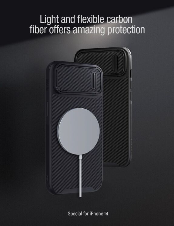 Захисний чохол NILLKIN Synthetic Fiber S Magnetic для Apple iPhone 14 - Black: фото 6 з 16