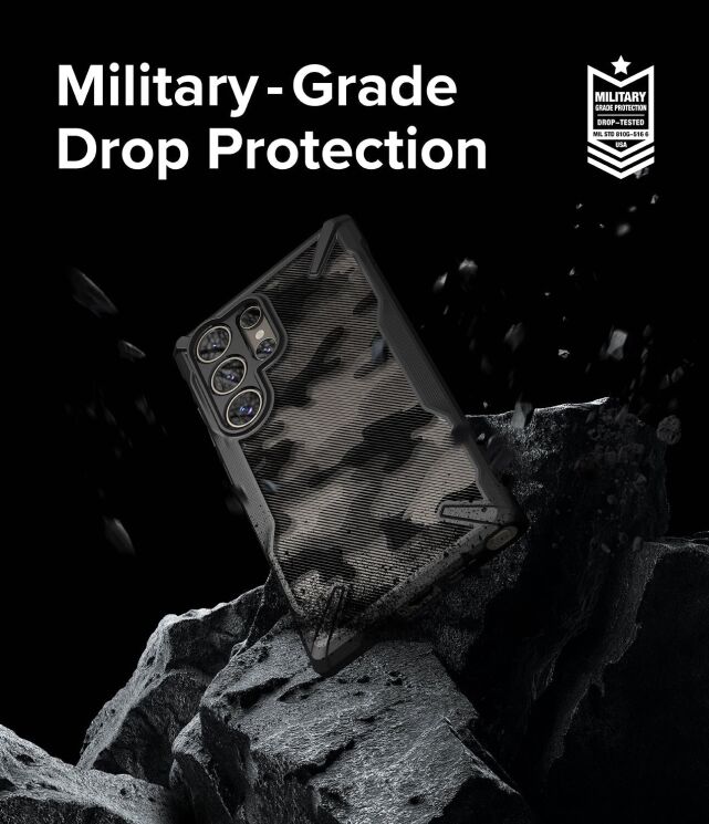 Защитный чехол Ringke Fusion X Design для Samsung Galaxy S24 Ultra (S928) 8809961783784) - Camo Black: фото 7 из 16