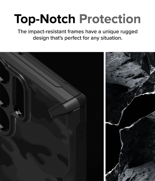 Защитный чехол Ringke Fusion X Design для Samsung Galaxy S24 Ultra (S928) 8809961783784) - Camo Black: фото 4 из 16