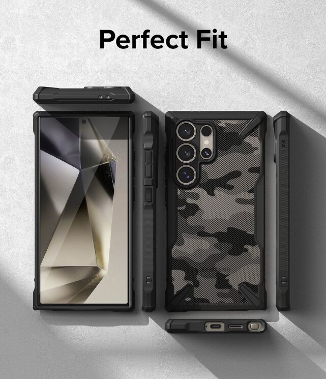 Защитный чехол Ringke Fusion X Design для Samsung Galaxy S24 Ultra (S928) 8809961783784) - Camo Black: фото 9 из 16