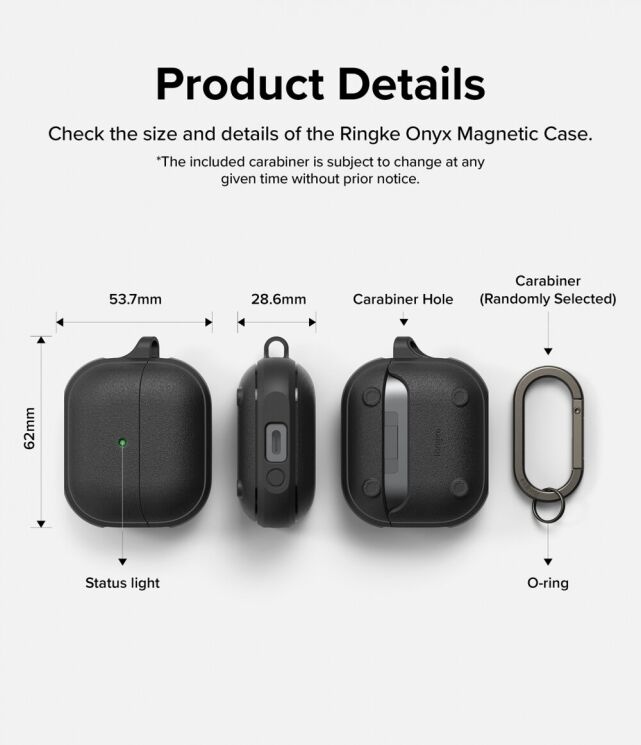 Захисний чохол Ringke Onyx Magnetic для Samsung Galaxy Buds 3 / Buds 3 Pro (8809961787935) - Grey: фото 16 з 18