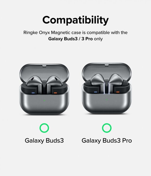Захисний чохол Ringke Onyx Magnetic для Samsung Galaxy Buds 3 / Buds 3 Pro (8809961787935) - Grey: фото 6 з 18