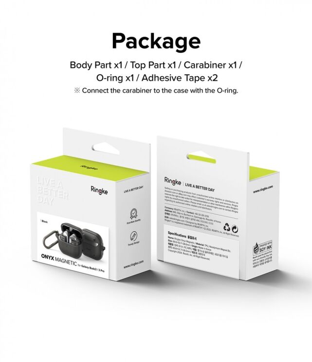 Захисний чохол Ringke Onyx Magnetic для Samsung Galaxy Buds 3 / Buds 3 Pro (8809961787935) - Grey: фото 17 з 18