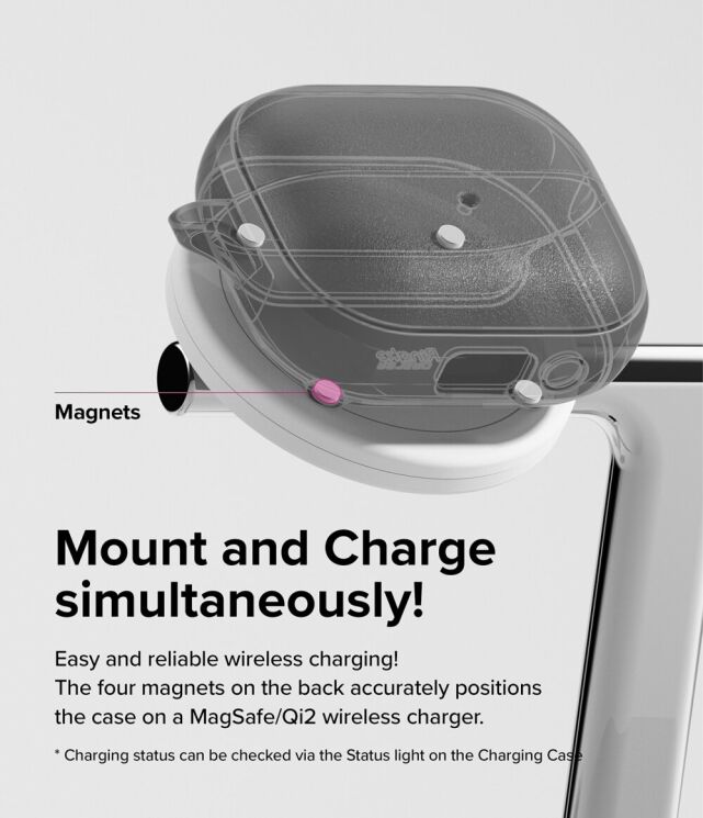 Захисний чохол Ringke Onyx Magnetic для Samsung Galaxy Buds 3 / Buds 3 Pro (8809961787935) - Grey: фото 8 з 18