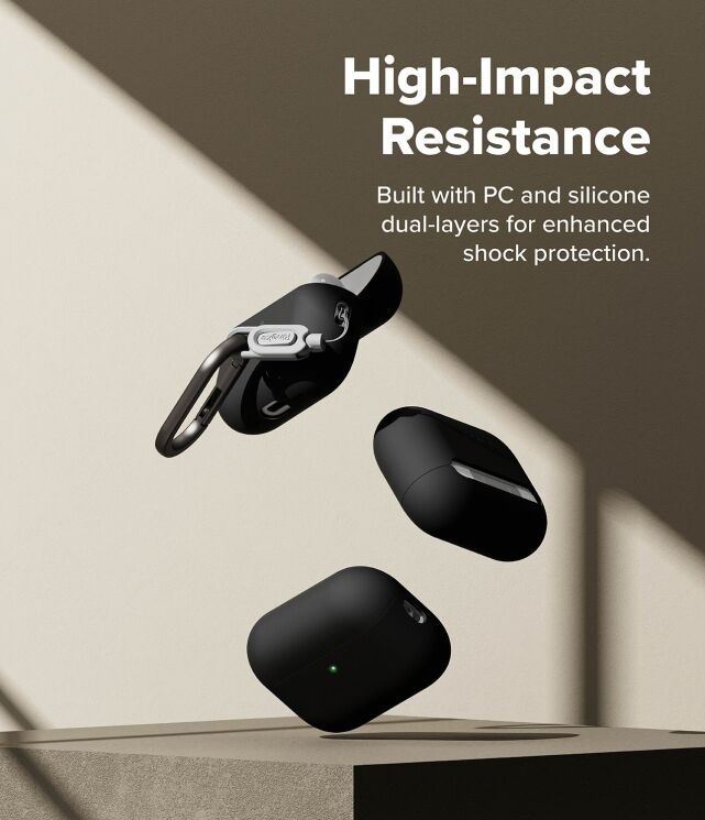 Защитный чехол Ringke Silicone Case для AirPods Pro 3 (8800293859406) - Black: фото 6 из 14