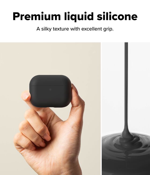 Защитный чехол Ringke Silicone Case для AirPods Pro 3 (8800293859406) - Black: фото 4 из 14