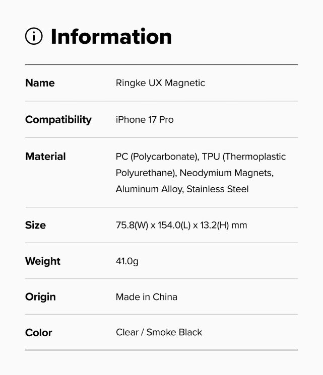 Защитный чехол Ringke UX Magnetic для iPhone 17 Pro (8800328811393) - Smoke Black: фото 11 из 11