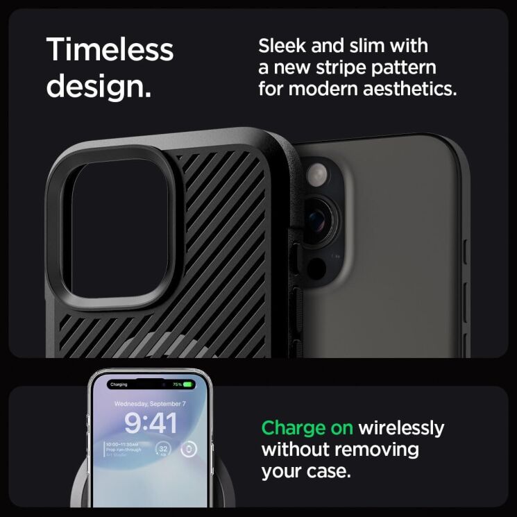 Защитный чехол Spigen (SGP) Core Armor (MagFit) для Apple iPhone 16 Pro - Matte Black: фото 11 из 14