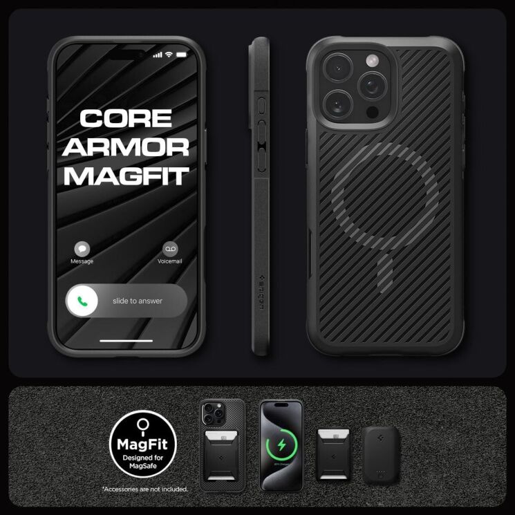 Защитный чехол Spigen (SGP) Core Armor (MagFit) для Apple iPhone 16 Pro - Matte Black: фото 14 из 14