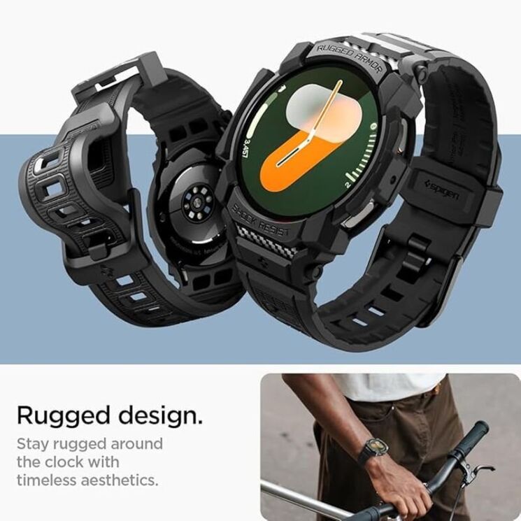 Защитный чехол Spigen (SGP) Rugged Armor Pro (FW) для Samsung Galaxy Watch 7 (44mm) - Matte Black: фото 15 из 18