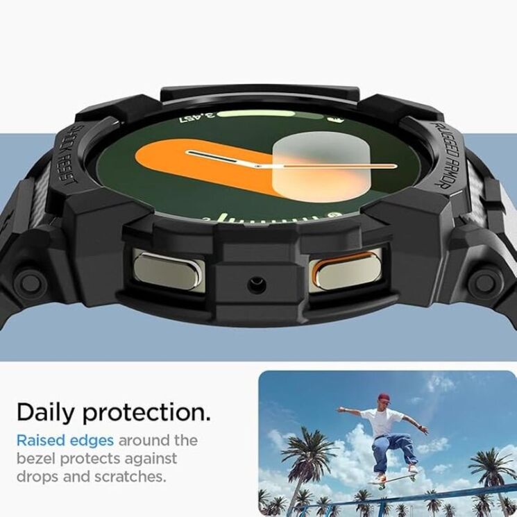 Защитный чехол Spigen (SGP) Rugged Armor Pro (FW) для Samsung Galaxy Watch 7 (44mm) - Matte Black: фото 16 из 18