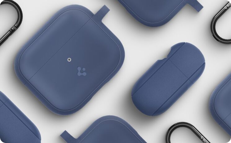 Защитный чехол Spigen (SGP) Silicone Fit (FH) для Apple AirPods 3 - Deep Blue: фото 11 из 19