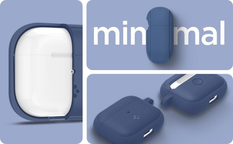 Защитный чехол Spigen (SGP) Silicone Fit (FH) для Apple AirPods 3 - Deep Blue: фото 12 из 19