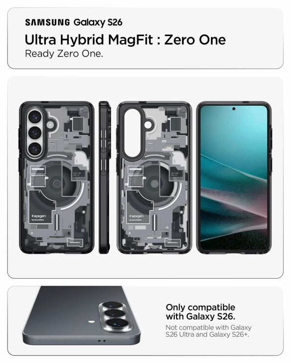 Захисний чохол Spigen Ultra Hybrid Zero One (MagFit) для Samsung Galaxy S26 (S942) ACS10736 - One Black: фото 7 з 14